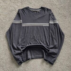 Mens XG Long Sleeve Striped T-Shirt Large Charcoal Grey Excellent Y2K Skater